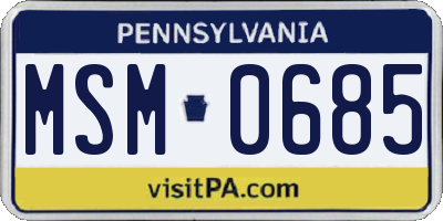 PA license plate MSM0685