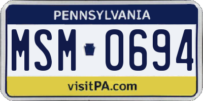 PA license plate MSM0694
