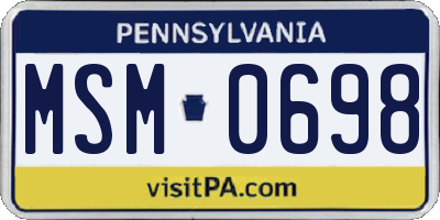 PA license plate MSM0698