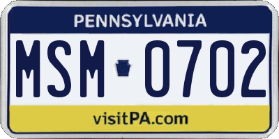 PA license plate MSM0702