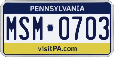 PA license plate MSM0703