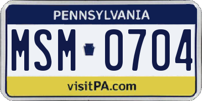 PA license plate MSM0704