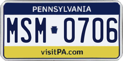 PA license plate MSM0706