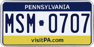 PA license plate MSM0707
