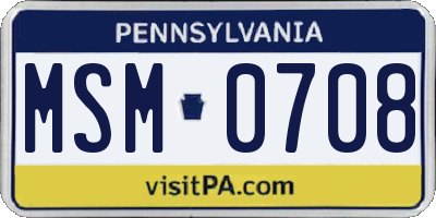 PA license plate MSM0708