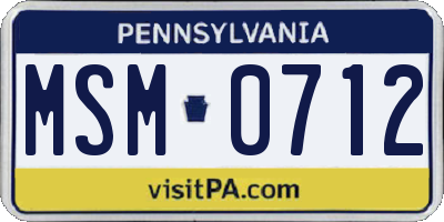 PA license plate MSM0712