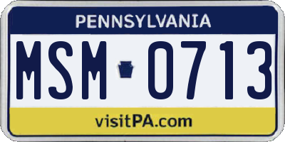 PA license plate MSM0713