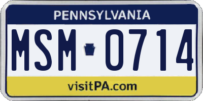 PA license plate MSM0714