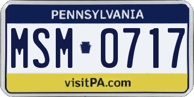 PA license plate MSM0717