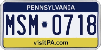 PA license plate MSM0718