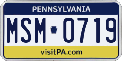 PA license plate MSM0719