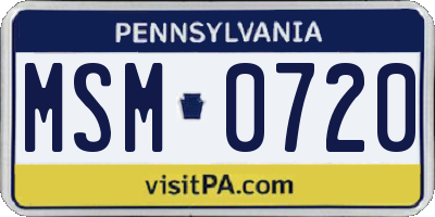 PA license plate MSM0720