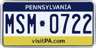 PA license plate MSM0722