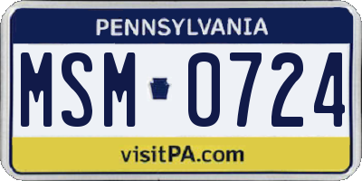 PA license plate MSM0724