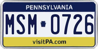 PA license plate MSM0726