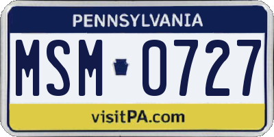 PA license plate MSM0727
