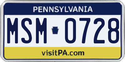 PA license plate MSM0728