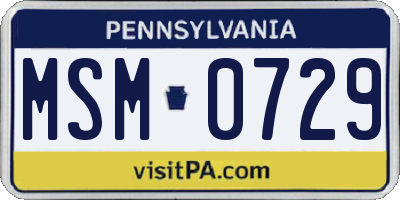 PA license plate MSM0729
