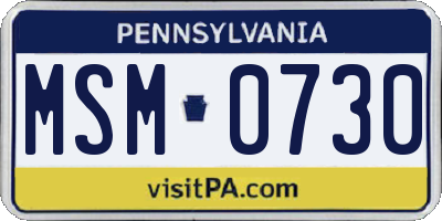 PA license plate MSM0730