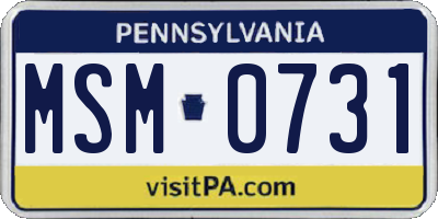 PA license plate MSM0731
