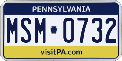 PA license plate MSM0732