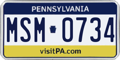 PA license plate MSM0734