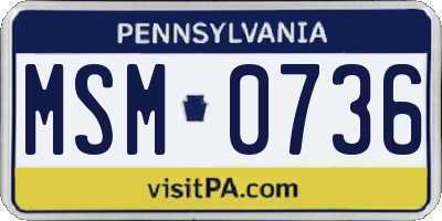 PA license plate MSM0736