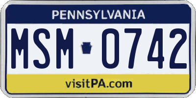 PA license plate MSM0742