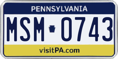 PA license plate MSM0743