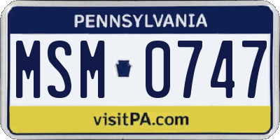 PA license plate MSM0747