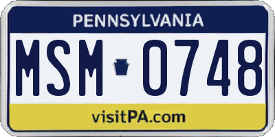 PA license plate MSM0748