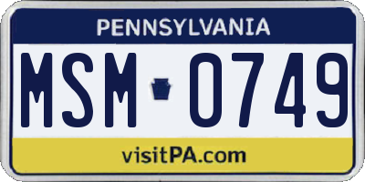 PA license plate MSM0749