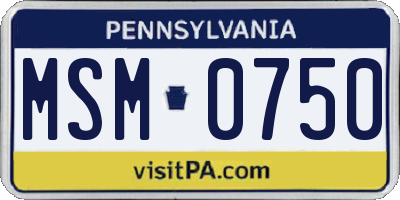 PA license plate MSM0750