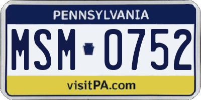 PA license plate MSM0752