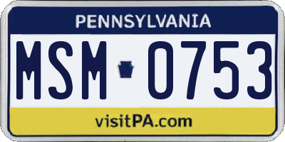 PA license plate MSM0753