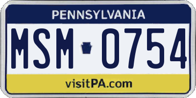 PA license plate MSM0754