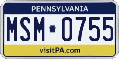 PA license plate MSM0755