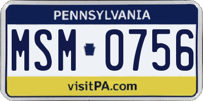 PA license plate MSM0756