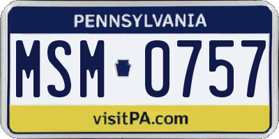 PA license plate MSM0757