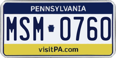PA license plate MSM0760