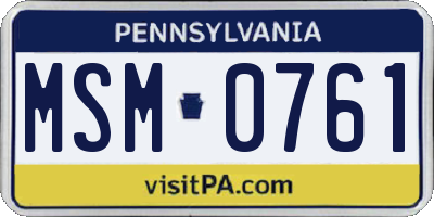 PA license plate MSM0761