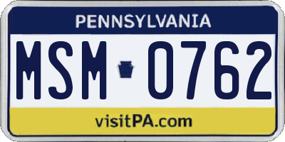 PA license plate MSM0762