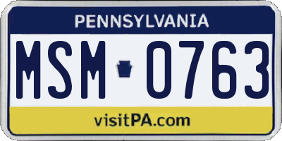 PA license plate MSM0763