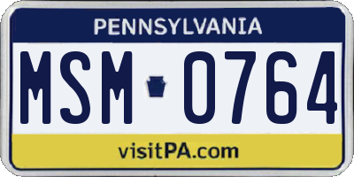 PA license plate MSM0764