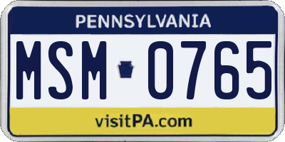PA license plate MSM0765