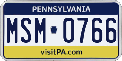 PA license plate MSM0766