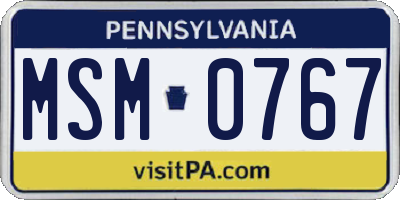 PA license plate MSM0767
