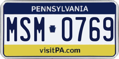 PA license plate MSM0769