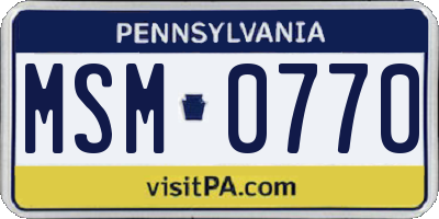 PA license plate MSM0770