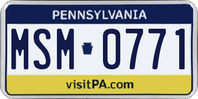 PA license plate MSM0771